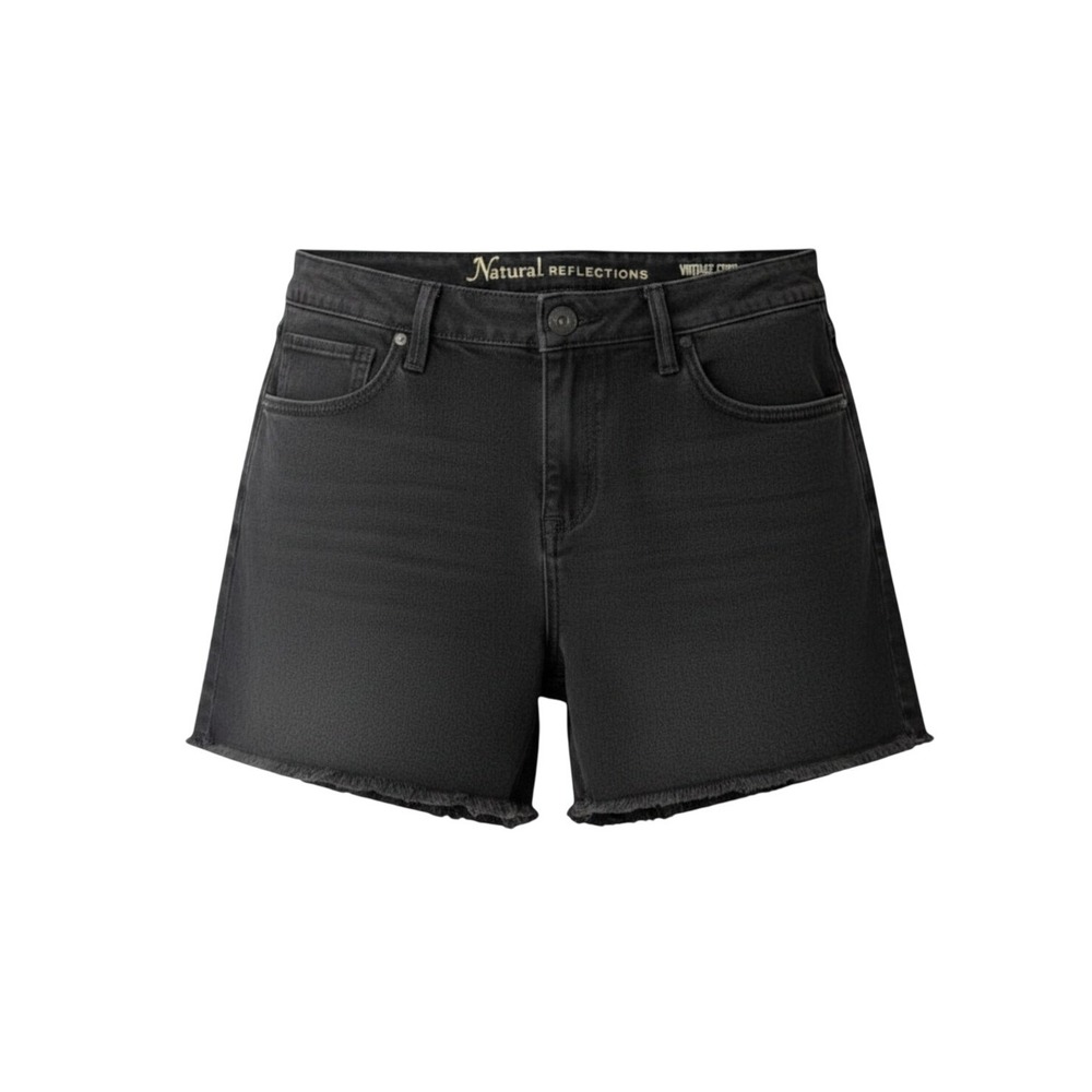 Natural Reflections Denim Shorts 8 Black Raw Hem Vintage Stretch - Picture 1 of 12